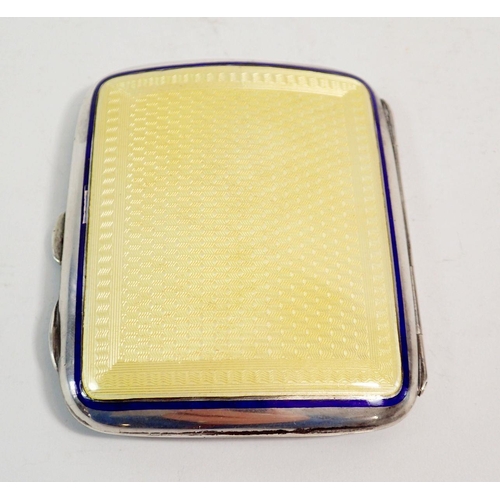 265 - A silver cigarette case with yellow guilloche enamel top and gilt interior, Birmingham 1919 by Charl... 