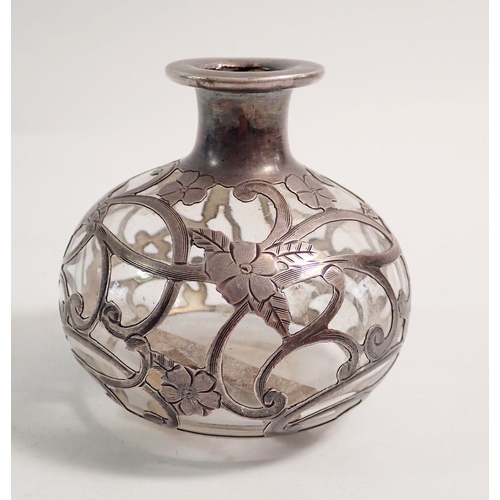 273 - A silver overlaid glass scent bottle - lacking stopper