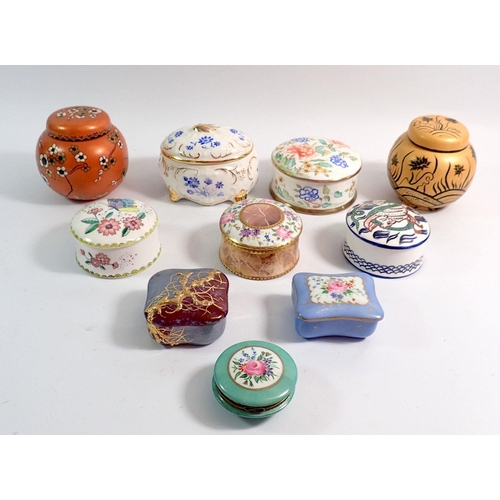 31 - A collection of ten hand painted small ginger jars, trinket pots etc. signed B Wilde