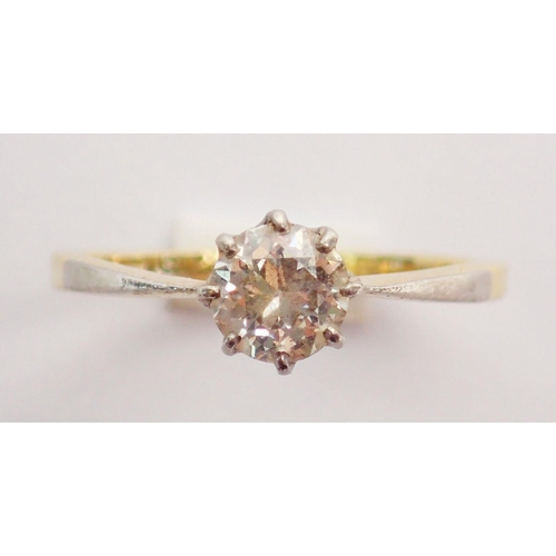 329 - An 18ct gold solitaire diamond ring, 2.2g, size M