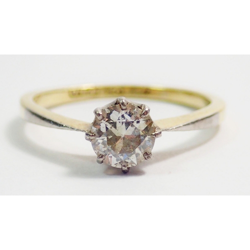 329 - An 18ct gold solitaire diamond ring, 2.2g, size M