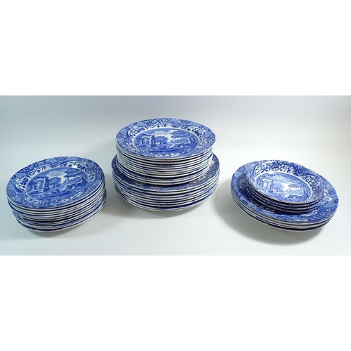 37 - A Spode Italian dinner service comprising nine dinner plates, twelve breakfast plates, twelve tea pl... 