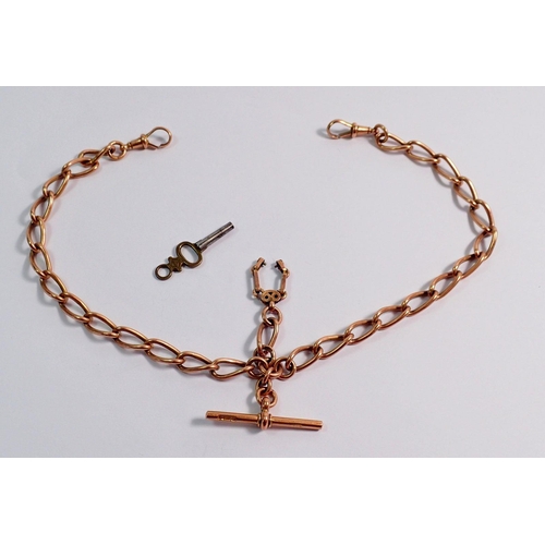 386 - A 9 carat rose gold fob chain, 38.5g, 37cm long