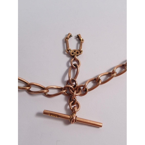 386 - A 9 carat rose gold fob chain, 38.5g, 37cm long