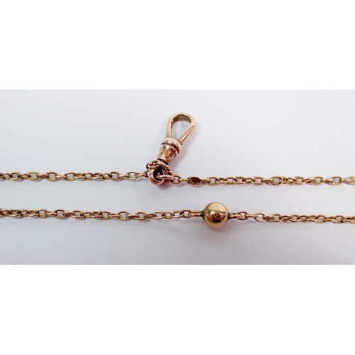 404 - A 9 carat gold fob chain with interspersed ball decoration, 13g approx 135cm long