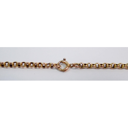 411 - A 9 carat gold long chain necklace, 128cm, 8.7g