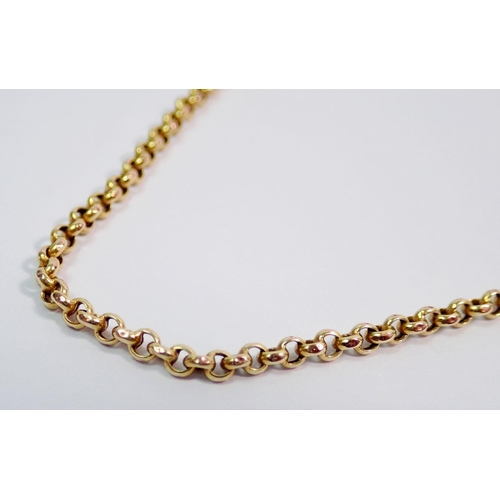 411 - A 9 carat gold long chain necklace, 128cm, 8.7g