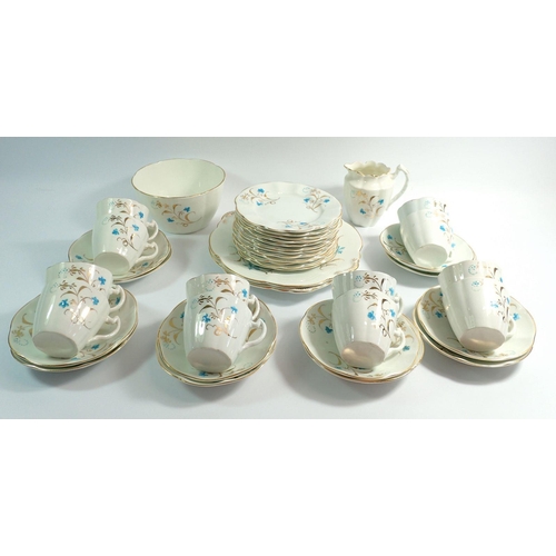 43 - A Victorian tea service decorated turquoise and gilt floral sprays comprising of twelve cups and sau... 