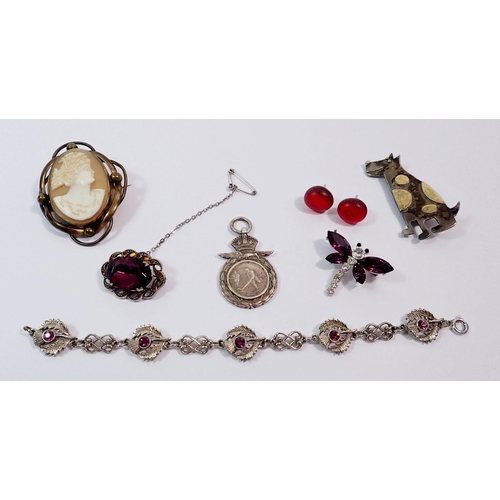 434 - Various costume jewellery and a silver hockey medal