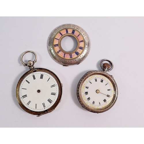 464 - Two silver and enamel fob watches a/f