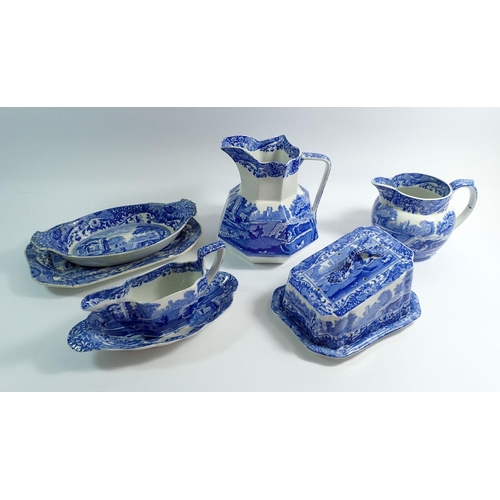 47 - A group of Spode Italian comprising two large jugs, butter dish, sauce boat and three small serving ... 