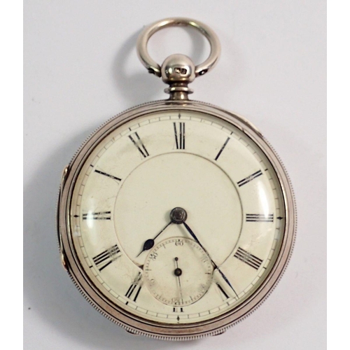 472 - A Victorian silver pocket watch with fusee keywound movement, London 1884