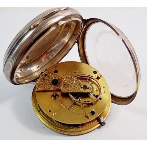 472 - A Victorian silver pocket watch with fusee keywound movement, London 1884