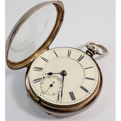 472 - A Victorian silver pocket watch with fusee keywound movement, London 1884