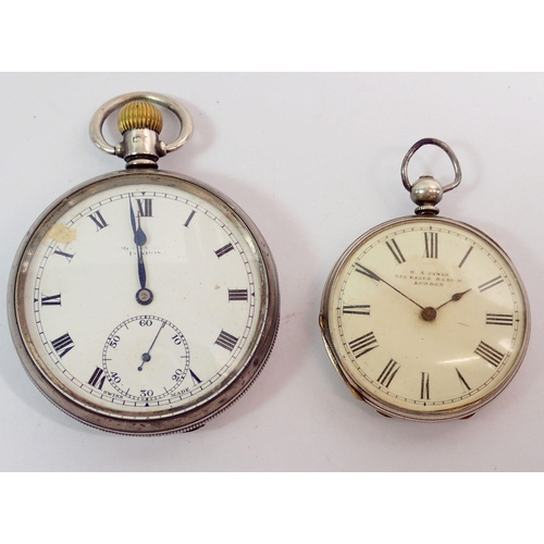 474 - A silver cased Swiss jewelled pocket watch and a 'Fine Silver' pocket watch