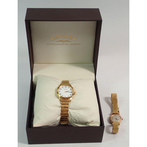 476 - An Omega gold plated ladies wrist watch and Rotary one - boxed