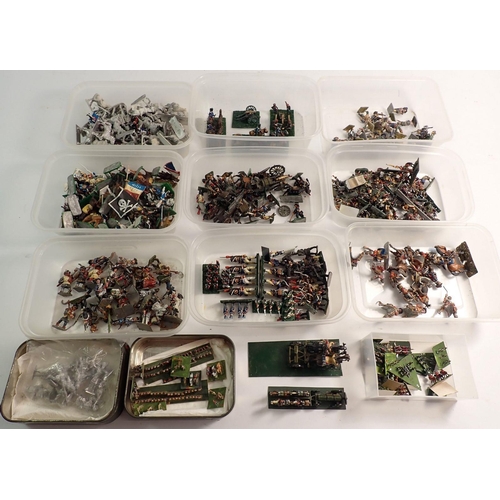 492 - A box of various metal painted soldiers, infantry, horses etc. (some unpainted) 100+