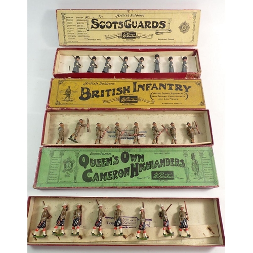 494 - Three boxed sets of Britains British Soldiers including Queens own Cameron Highlanders No 114, Briti... 