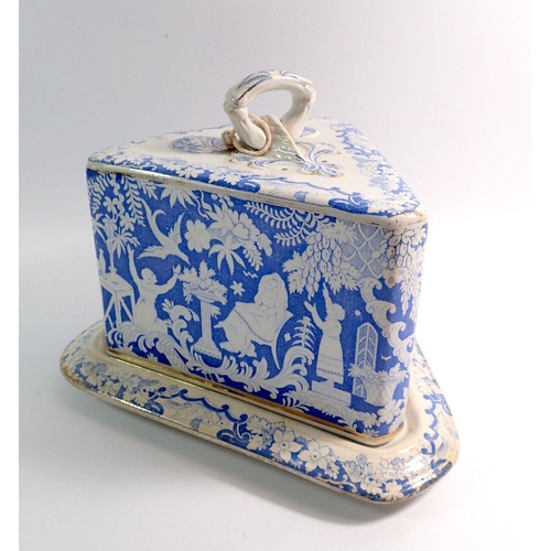 5 - A Victorian blue and white cheese stand decorated naive classical scenes