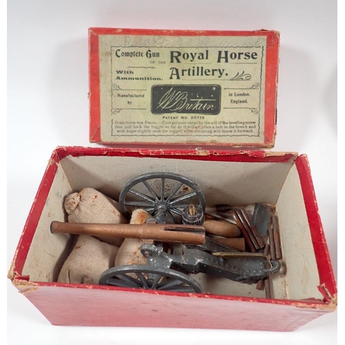 500 - An early Britains Royal Horse Artillery Gun boxed with sandbag and accessories plus an OH & C Trench... 