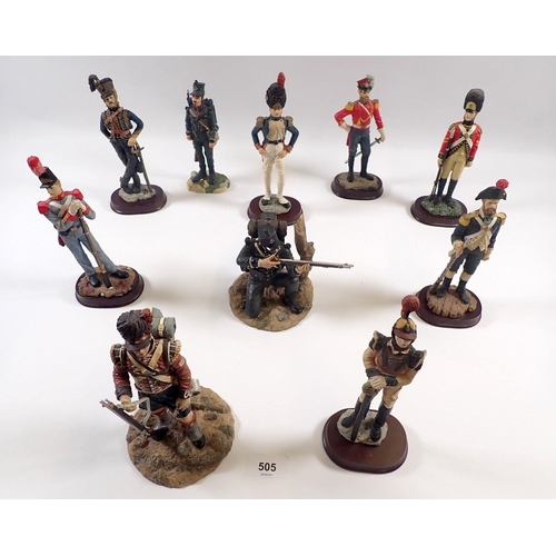 505 - Ten various resin model soldiers, Napoleonic etc. - tallest approx 20cm