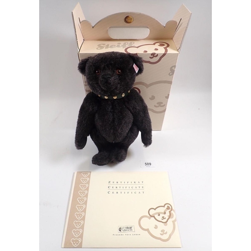 509 - A Steiff limited edition black Alpaca bear Jack with box and certificate, bag not sealed