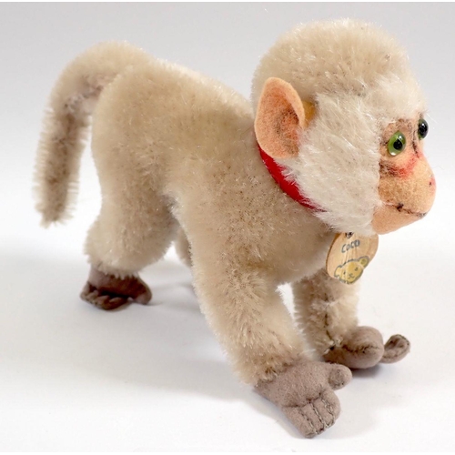 527 - A 1950's Steiff mohair Coco baboon monkey, tag No 1310.0 and button, 10cm tall