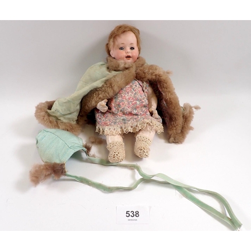 538 - An Armand Marseille 233 doll, 23cm marked AM 8/0 Germany