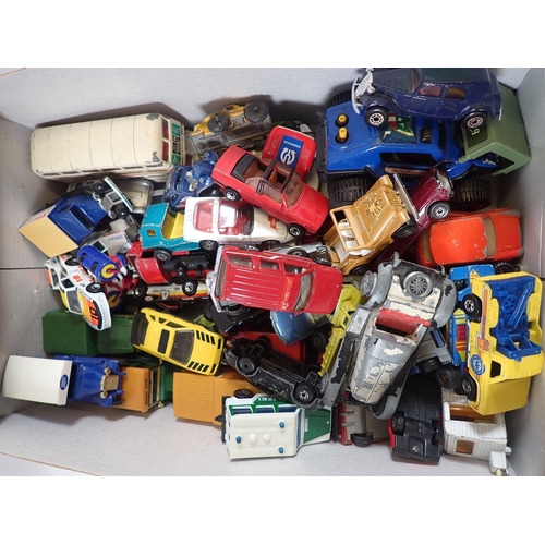 554 - A box of die cast vehicles including Corgi, Matchbox, Tonka etc.