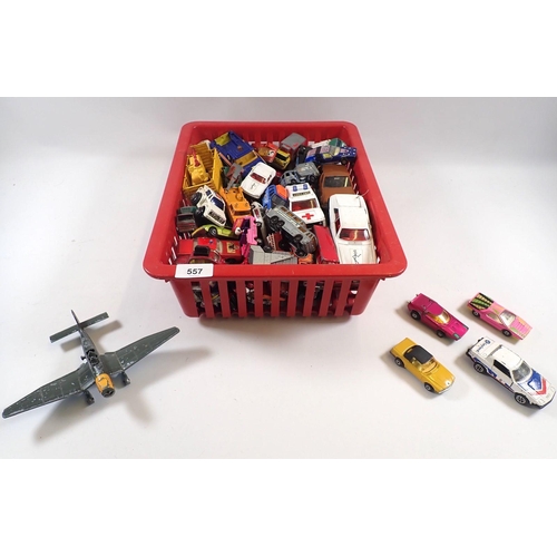 557 - A group of die cast vehicles including Matchbox, Dinky, Corgi, Matchbox Superfast Alfa Carabo, Corgi... 