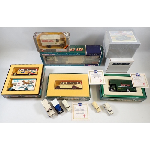 560 - A box of die cast vehicles including Corgi York Fair limited edition - boxed, Grattons Pantechnicon ... 