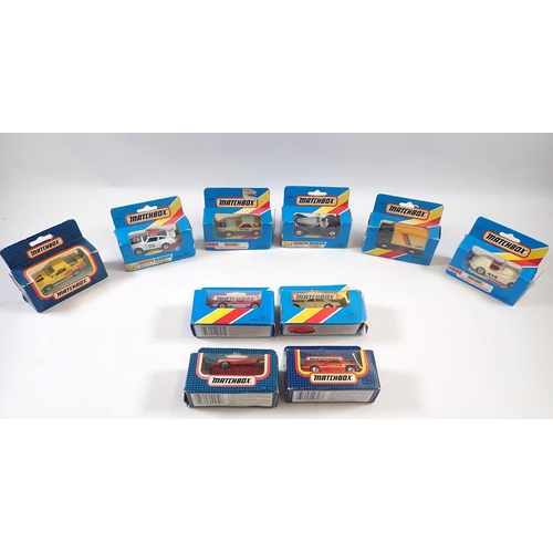 563 - A group of ten Matchbox die cast vehicles all boxed including MB-68 Camaro Iroc-z, MB-28 Chrysley Da... 