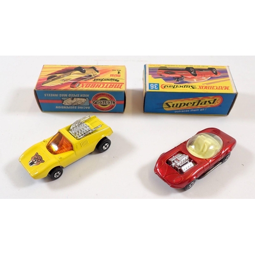 567 - Two Matchbox Superfast boxed toy cars - Draguar No 36 and Mod Rod No 1