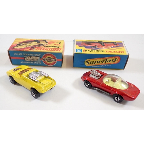 567 - Two Matchbox Superfast boxed toy cars - Draguar No 36 and Mod Rod No 1