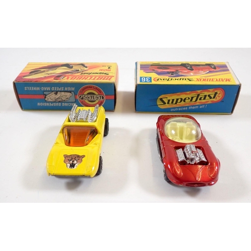 567 - Two Matchbox Superfast boxed toy cars - Draguar No 36 and Mod Rod No 1