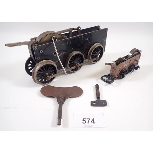 574 - A Basset Lowke clockwork part locomotive plus another smaller clockwork locomotive