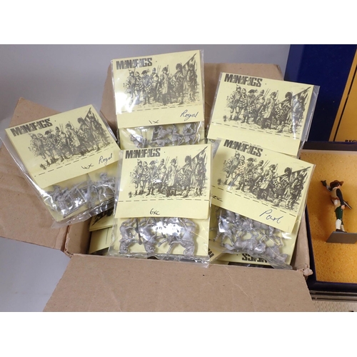 586 - A box of various metal painted military figures including two boxes of Drumbeat toy soldiers, two bo... 