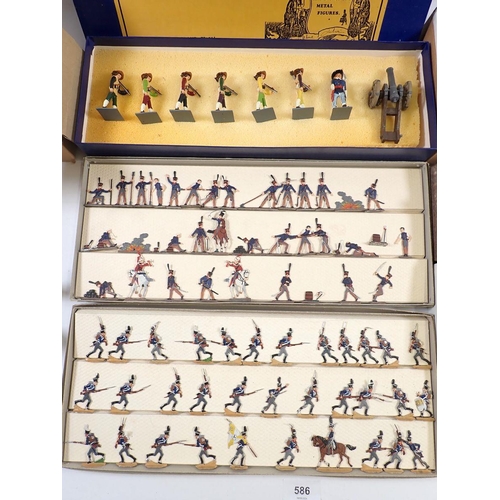 586 - A box of various metal painted military figures including two boxes of Drumbeat toy soldiers, two bo... 