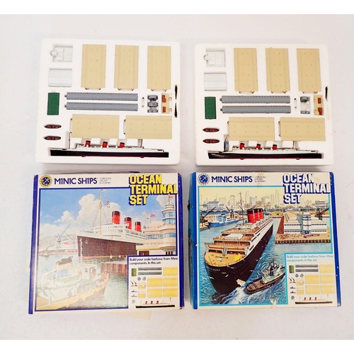 602 - Five Triange Minic ship sets including Ocean Terminal set x 2 one with ship arriving one with ship l... 