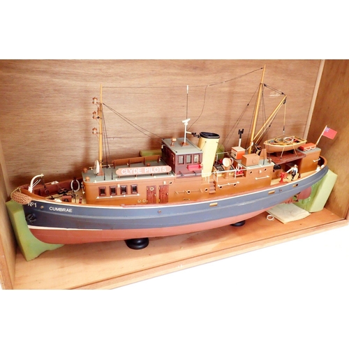 609 - A Clyde Pilots No 1 Cumbrae remote control model boat in a wooden and perspex fronted display case -... 