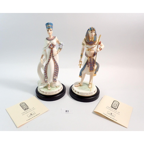 61 - Two Wedgwood figures of The Boy King and Nerfertiti with stands and certificates