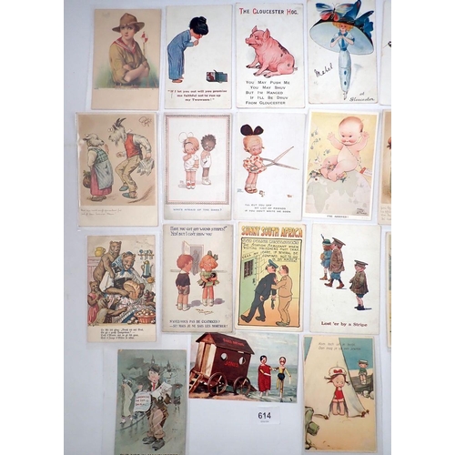 614 - A group of twenty one artist signed postcards including Lucie Attwell etc.