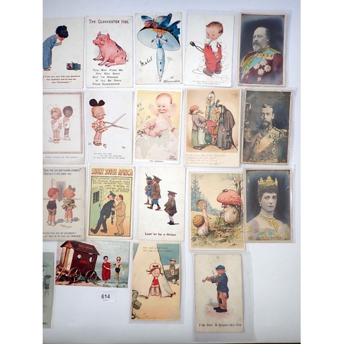 614 - A group of twenty one artist signed postcards including Lucie Attwell etc.