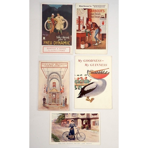 615 - Five advertising postcards including Tyres, Bicycles and Guinness