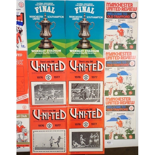 632 - A group of Manchester United programmes etc circa 1976