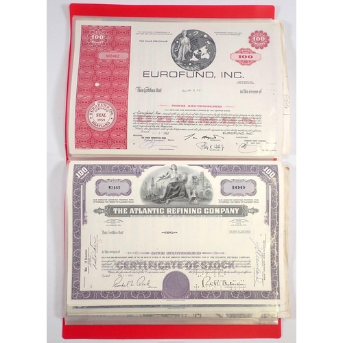 635 - A collection of share certificates including Railroad and Salt manufacturing examples plus various b... 