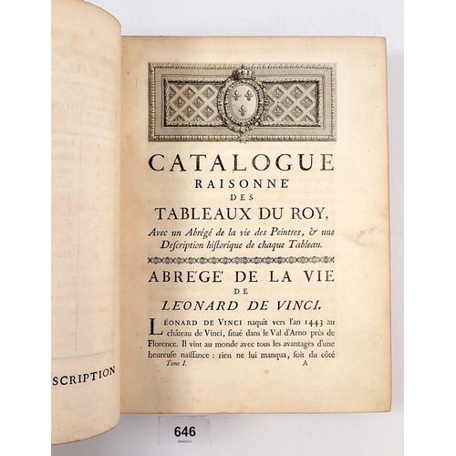 646 - Catalogue Raisonne des Tableaux du Roy Vol 1 by Francois-Bernard Lepicie 1752