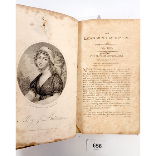 656 - The Lady's Monthly Museum July - December 1803 11th volume with coloured plates of morning and eveni... 