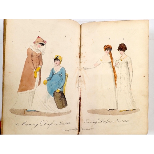 656 - The Lady's Monthly Museum July - December 1803 11th volume with coloured plates of morning and eveni... 