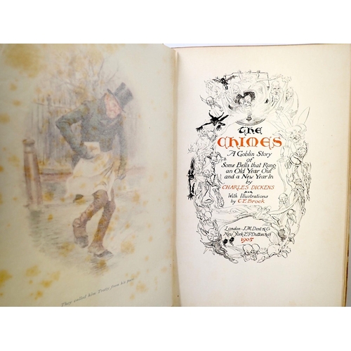 666 - Two books illustrated by C E Brock, matching bindings published by J M Dent, The Chimes and Battle f... 